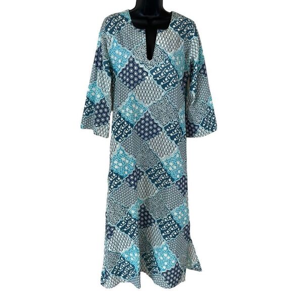 Irving & Fine for Lucky Brand Patchwork Balloon Sleeve Kaftan Dress - Picture 1 of 12